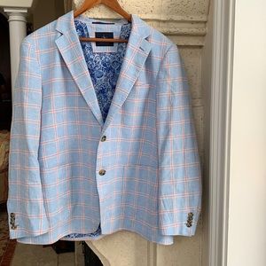 Tailorbyrd Blue, White, and Tangerine Blazer